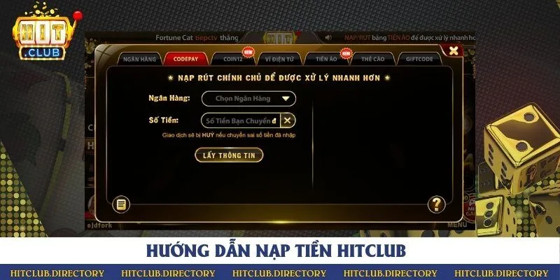 Hướng dẫn nạp tiền Hitclub